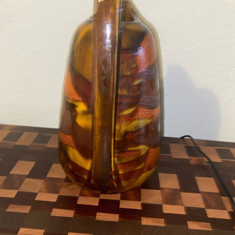Vintage Royal Haeger Earth Wrap Lava Drip Glaze MCM Art Deco Brown Pitcher 9”H - Picture 9 of 10